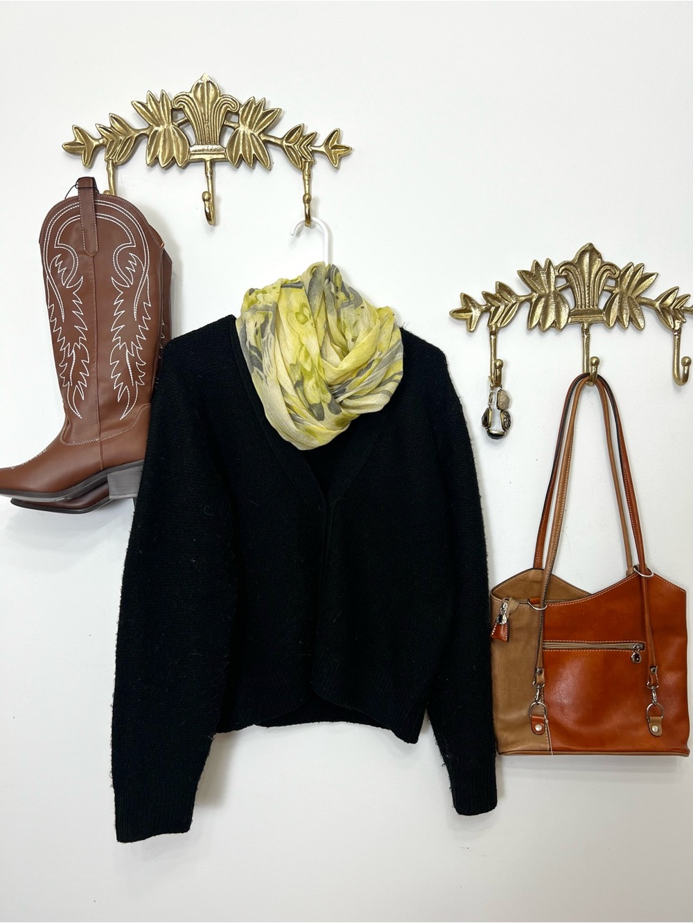 Oak and fort button down black relaxed sweater cardigan s/m ptp 22” l 25”